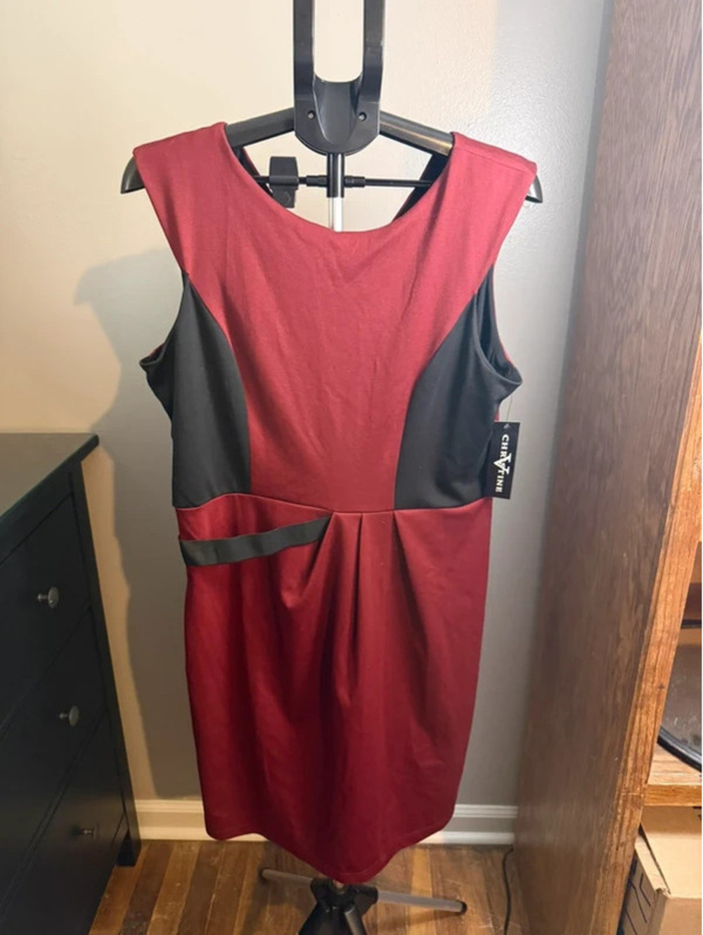 NWT Christine Burgundy & Black Colorblock Dress Size XL